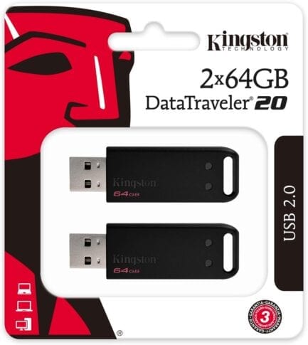 KINGSTON PENDRIVE DATATRAVELER 64GB USB 2.0 CONFEZIONE 2PCS DT20/64GB-2P