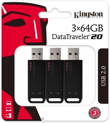KINGSTON PENDRIVE DATATRAVELER 64GB USB 2.0 CONFEZIONE 3PCS DT20/64GB-3P .