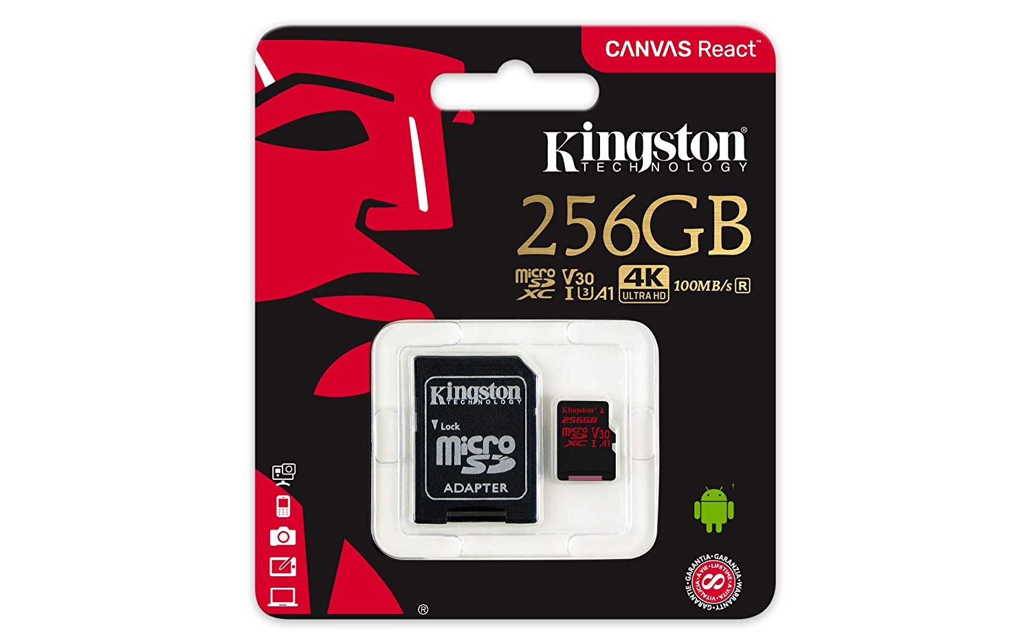 KINGSTON MICRO SD 256GB CL10 CANVAS REACT SDCR/256GB