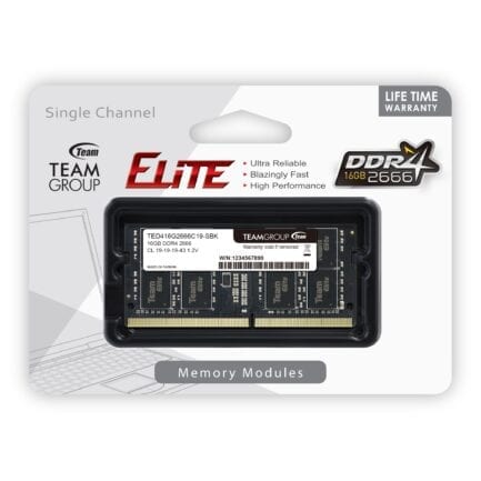 TEAM GROUP ELITE RAM SO-DDR4 16GB 2666MHZ TED416G2666C19-S01 .