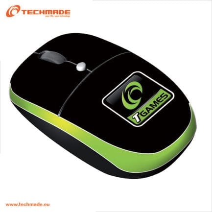 TECHMADE MINI MOUSE PER GAMING NERO E VERDE CON TASTO T-GAMES USB 2.0 TGAMES-M1128