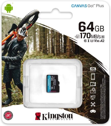 KINGSTON MICRO SD 64GB CL10 CANVAS GO PLUS SDCG3/64GBSP NO SDCARD ADAPTER