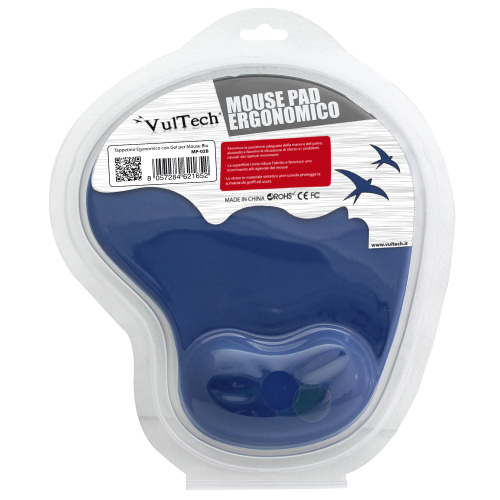 Tappetino Ergonomico Per Mouse Vultech MP-02B Blu Con Gel