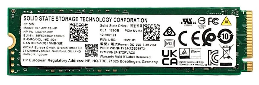 HP SOLID STATE DRIVE SSD M.2 NVME 128GB CL1-8D128-HP - L64783-002